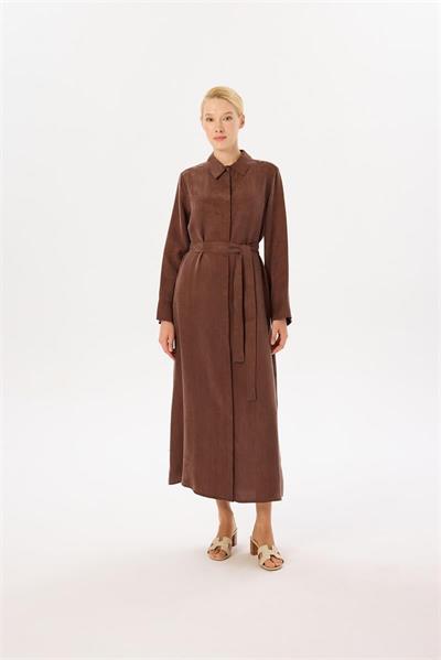 GLORIA WASHED SILK SHIRT DRESS BROWN