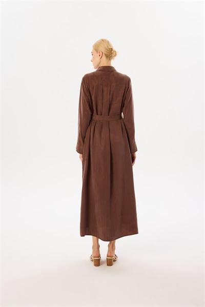 GLORIA WASHED SILK SHIRT DRESS BROWN