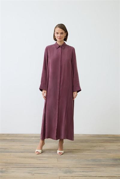 GLORIA WASHED SILK SHIRT DRESS BURGUNDY