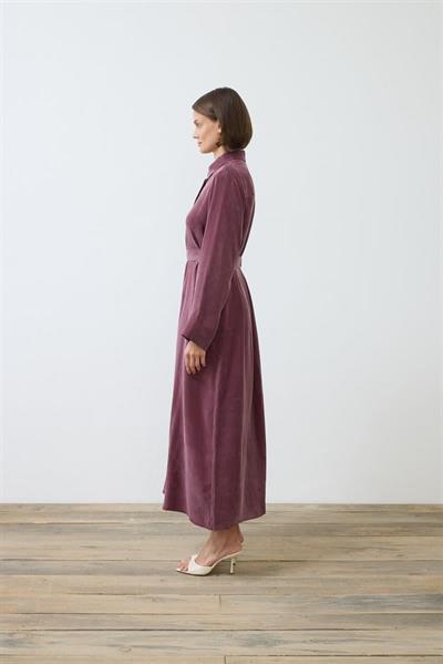 GLORIA WASHED SILK SHIRT DRESS BURGUNDY