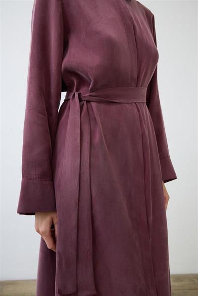 GLORIA WASHED SILK SHIRT DRESS BURGUNDY