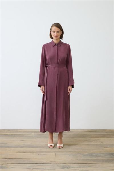 GLORIA WASHED SILK SHIRT DRESS BURGUNDY