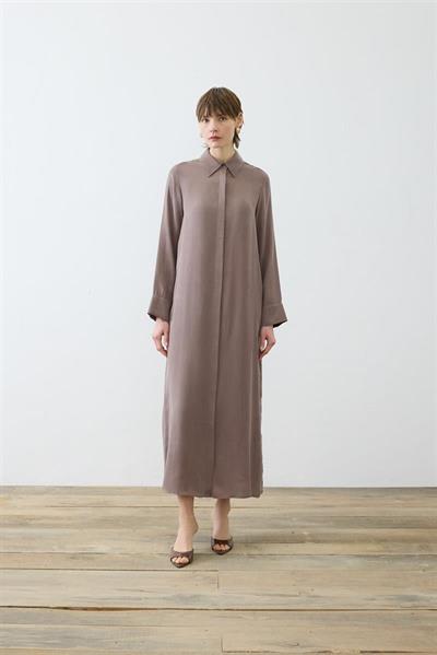 GLORIA WASHED SILK SHIRT DRESS TAUPE