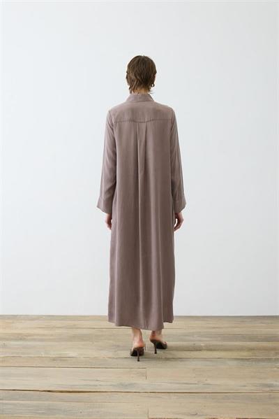 GLORIA WASHED SILK SHIRT DRESS TAUPE