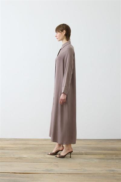 GLORIA WASHED SILK SHIRT DRESS TAUPE
