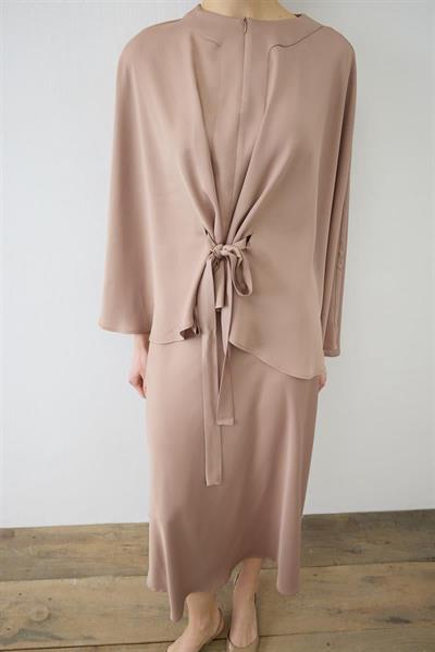 HARPER CAPE SATIN SKIRT SET MINK