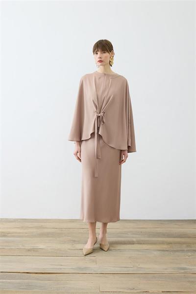 HARPER CAPE SATIN SKIRT SET MINK