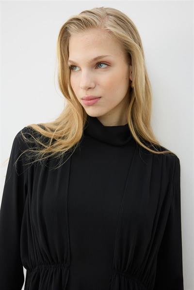 HELEN TEXTURED CHIFFON DRESS BLACK