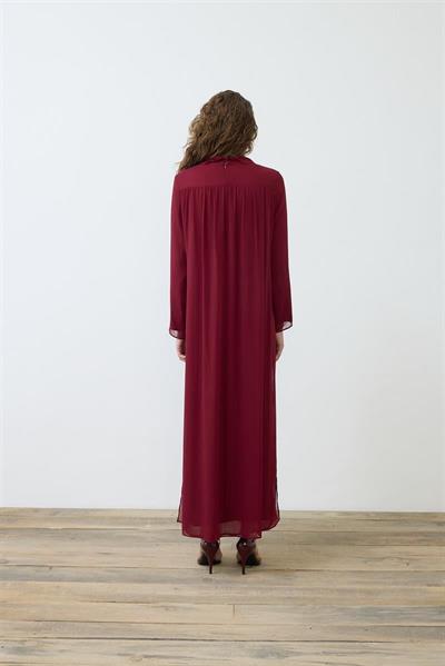HELEN TEXTURED CHIFFON DRESS BURGUNDY