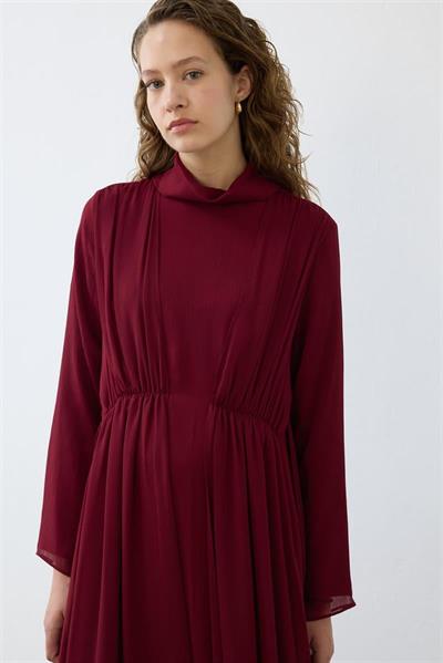 HELEN TEXTURED CHIFFON DRESS BURGUNDY