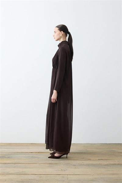 HELEN TEXTURED CHIFFON PANTS SET BROWN