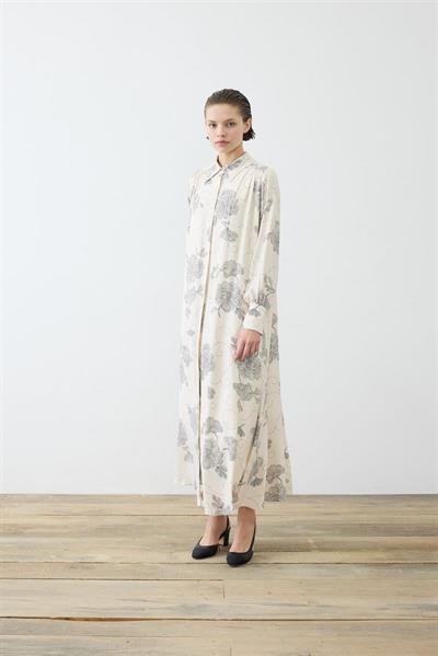 ITZ PATTERNED RAYON VISCOSE SHIRT DRESS BEIGE