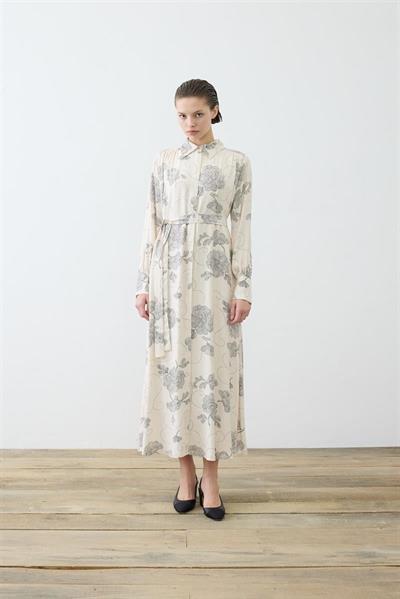 ITZ PATTERNED RAYON VISCOSE SHIRT DRESS BEIGE