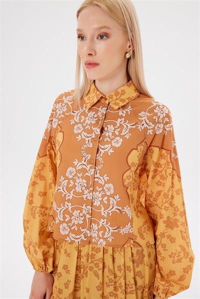 JASMINE PATTERNED VOILE SKIRT SET MUSTARD