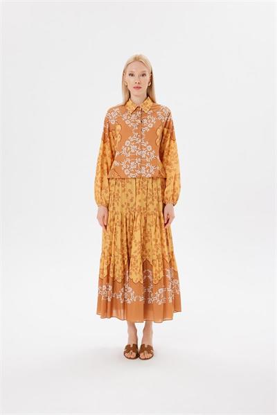 JASMINE PATTERNED VOILE SKIRT SET MUSTARD