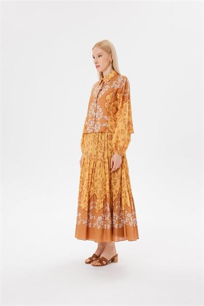 JASMINE PATTERNED VOILE SKIRT SET MUSTARD