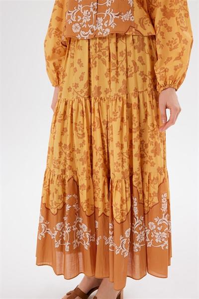 JASMINE PATTERNED VOILE SKIRT SET MUSTARD