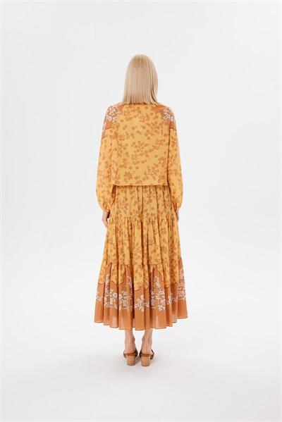 JASMINE PATTERNED VOILE SKIRT SET MUSTARD