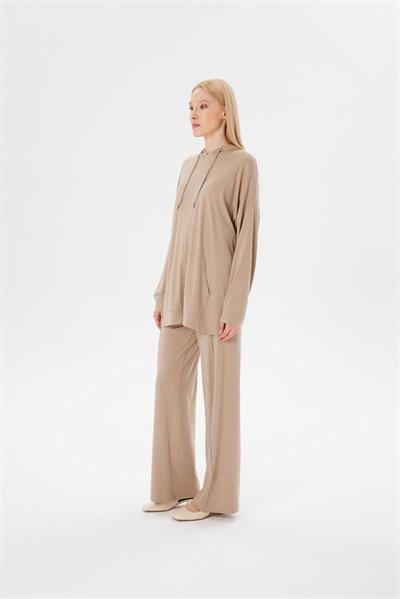 JERSEY MODAL HOODIE SET BEIGE