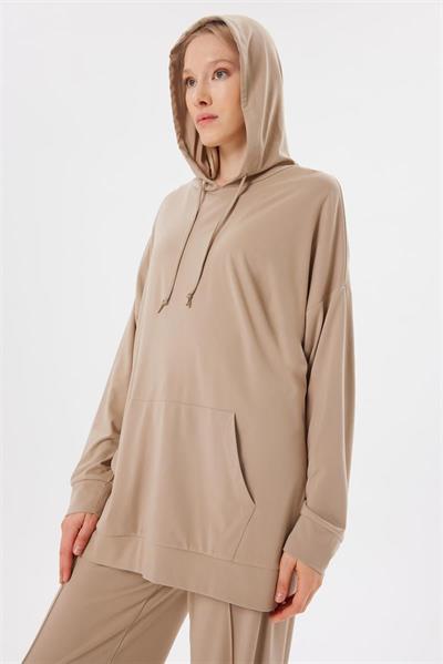 JERSEY MODAL HOODIE SET BEIGE