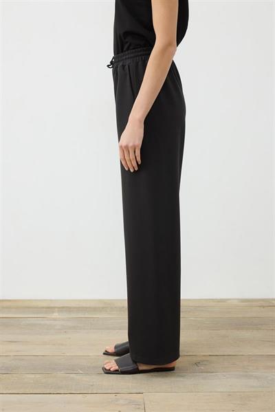 KNIT JERSEY WIDE LEG PANTS BLACK
