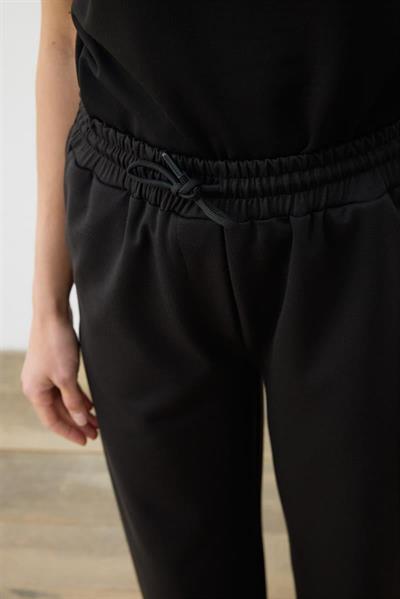 KNIT JERSEY WIDE LEG PANTS BLACK