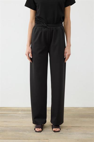 KNIT JERSEY WIDE LEG PANTS BLACK