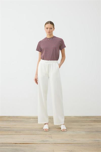 KNIT JERSEY WIDE LEG PANTS ECRU