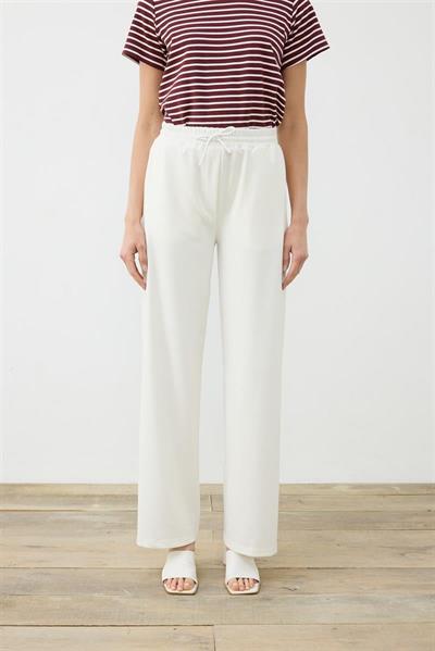 KNIT JERSEY WIDE LEG PANTS ECRU