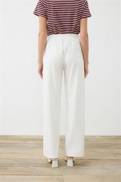 KNIT JERSEY WIDE LEG PANTS ECRU