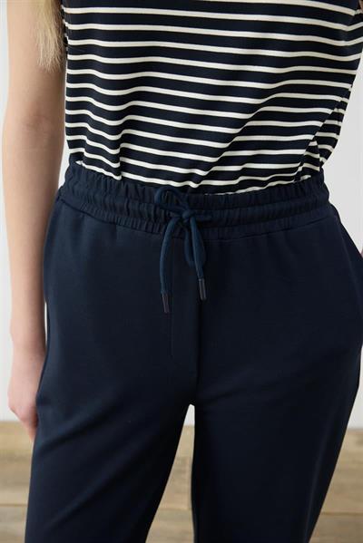 KNIT JERSEY WIDE LEG PANTS NAVY BLUE