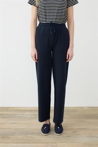 KNIT JERSEY WIDE LEG PANTS NAVY BLUE