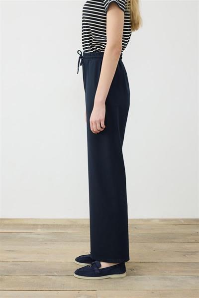 KNIT JERSEY WIDE LEG PANTS NAVY BLUE