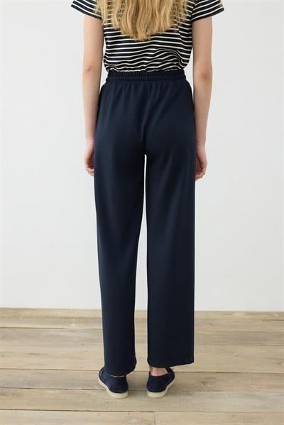 KNIT JERSEY WIDE LEG PANTS NAVY BLUE