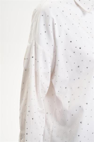 LAURA STONE EMBELLISHED COTTON SHIRT WHITE