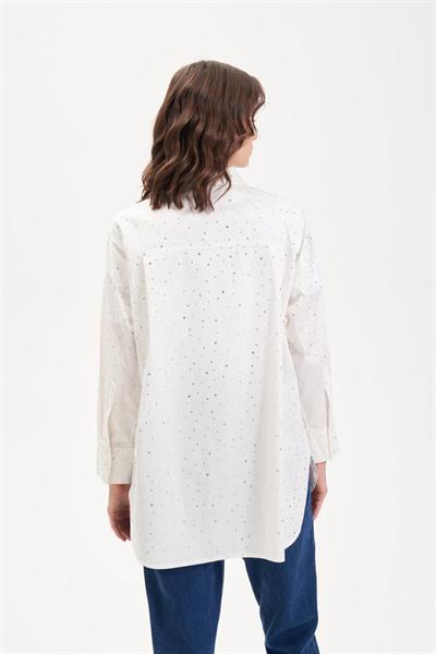 LAURA STONE EMBELLISHED COTTON SHIRT WHITE