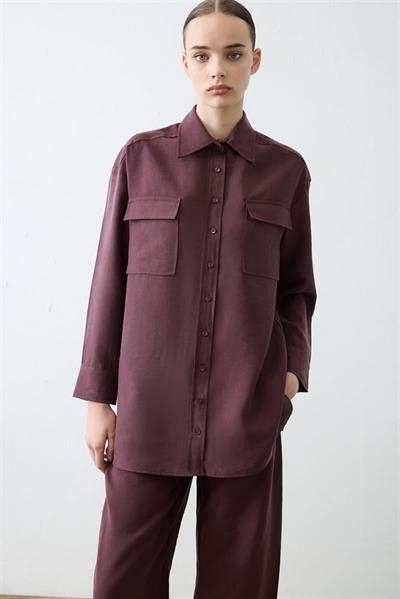 LIGHTWEIGHT GABARDINE POCKET PANTS SET BURGUNDY