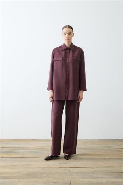 LIGHTWEIGHT GABARDINE POCKET PANTS SET BURGUNDY