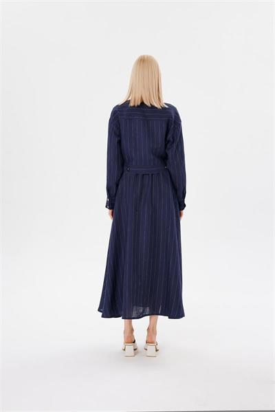 LINE 100% LINEN STRIPED CROPPED JACKET NAVY STRIPED
