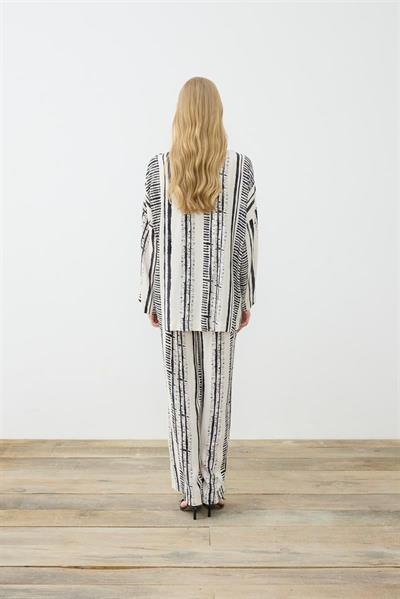 LINE PATTERNED RAYON VISCOSE PANTS SET BLACK