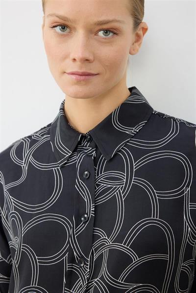 LINEA WASHED SILK PATTERNED PANTS SET BLACK