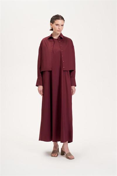 LISA SLEEVELESS COTTON DRESS BURGUNDY