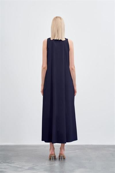 LISA SLEEVELESS COTTON DRESS NAVY BLUE