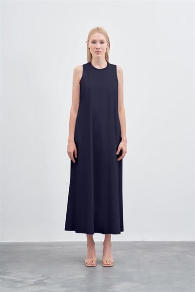 LISA SLEEVELESS COTTON DRESS NAVY BLUE