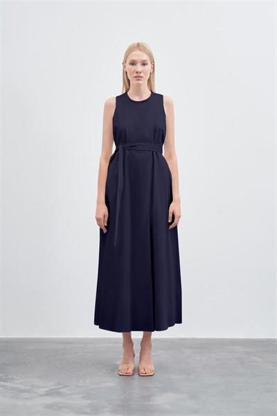 LISA SLEEVELESS COTTON DRESS NAVY BLUE