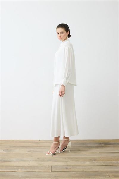 LIVA WASHED SILK BIAS CUT SKIRT SET ECRU