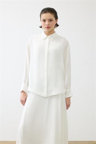 LIVA WASHED SILK BIAS CUT SKIRT SET ECRU