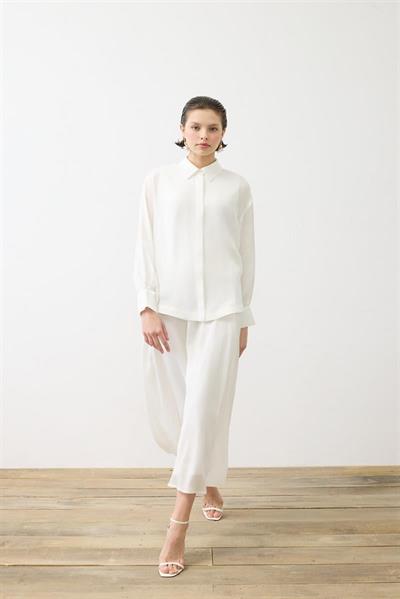 LIVA WASHED SILK BIAS CUT SKIRT SET ECRU