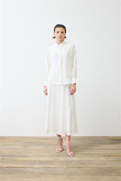 LIVA WASHED SILK BIAS CUT SKIRT SET ECRU