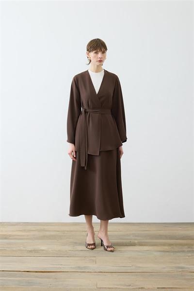 LORA CREPE SKIRT SET BROWN